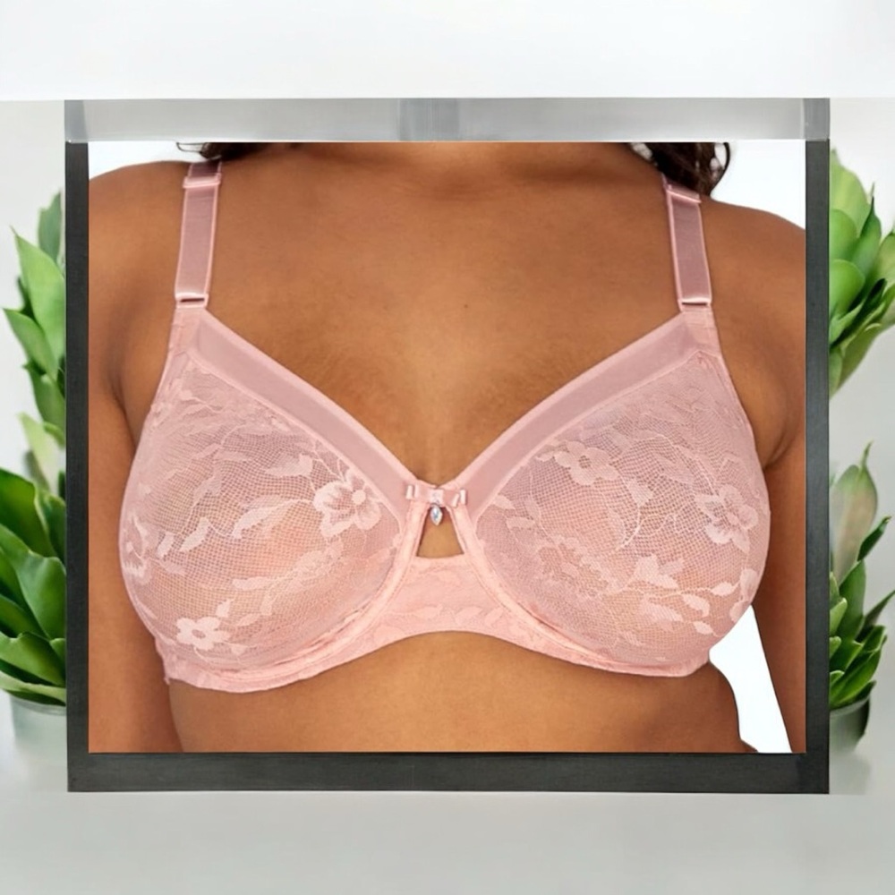 Curvy Couture 1299 Luxe Lace Underwire Bra Sz 36C Blushing Rose NWT